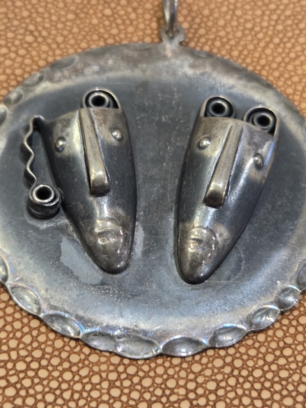 Vintage RARE Francisco Rebajes Double-Face Pendant in Aged Silver Tone